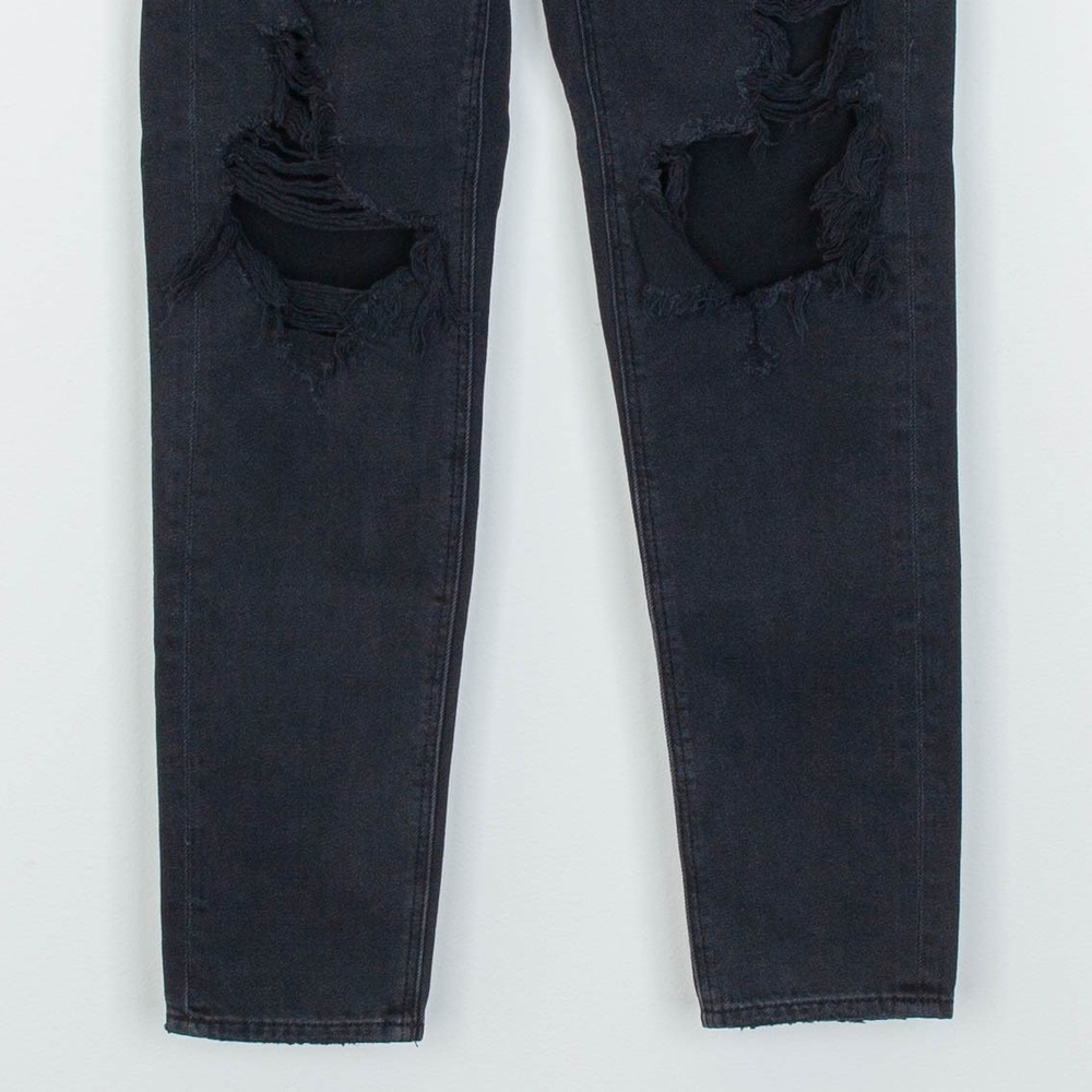 American Eagle Womens Distressed Mom Jeans Size 000R Black‎ Grunge Streetwear - Picture 3 of 8